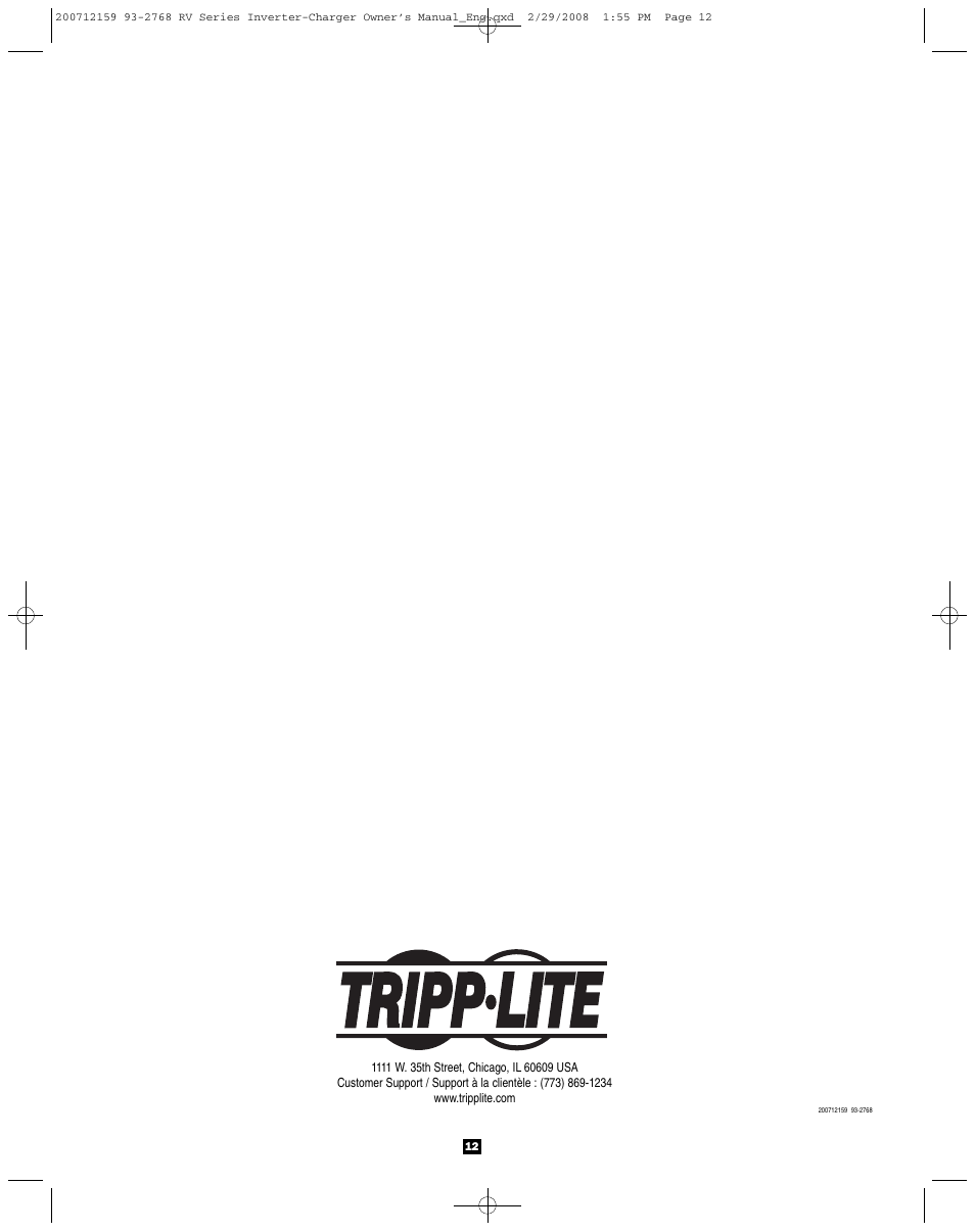 Tripp Lite POWERVERTER 200712159 93-2768 RV User Manual | Page 12 / 12