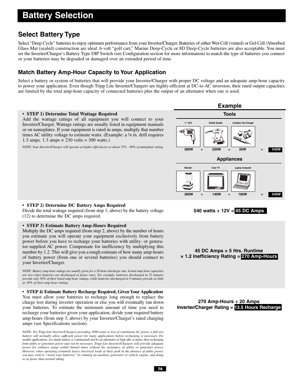 Battery selection, Select battery type, Example | Tripp Lite APSINT612 User Manual | Page 7 / 12