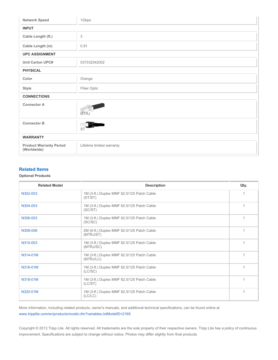 Tripp Lite N308-003 User Manual | Page 2 / 3