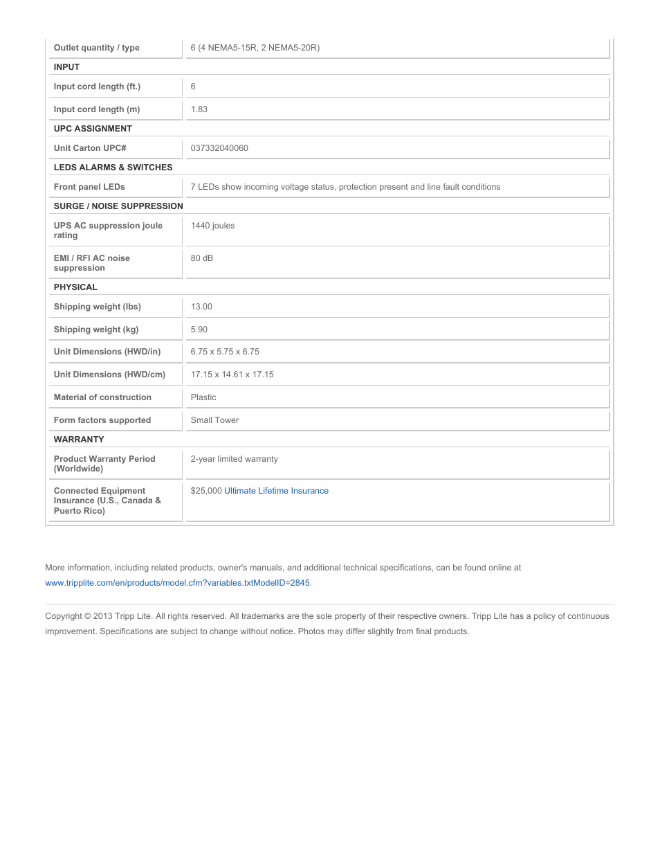 Tripp Lite LC2400 User Manual | Page 2 / 2
