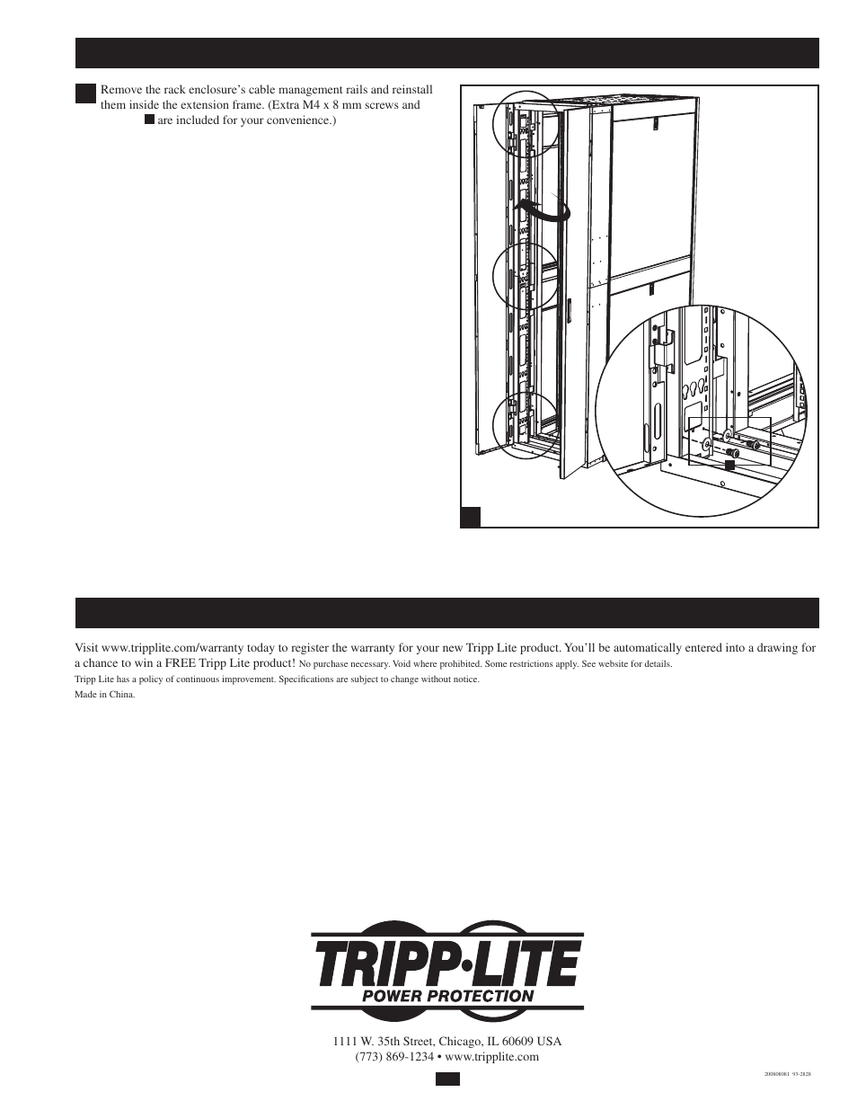 Warranty registration, 2 – frame attachment | Tripp Lite SREXTENDER User Manual | Page 7 / 7