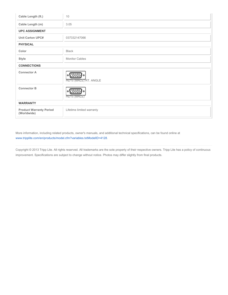 Tripp Lite P502-010-RA User Manual | Page 2 / 2