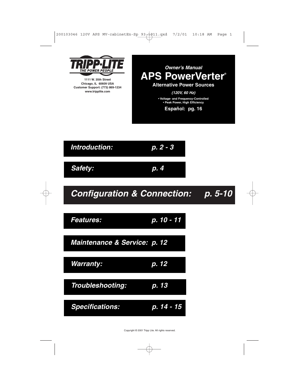 Tripp Lite APS PowerVerter User Manual | 36 pages