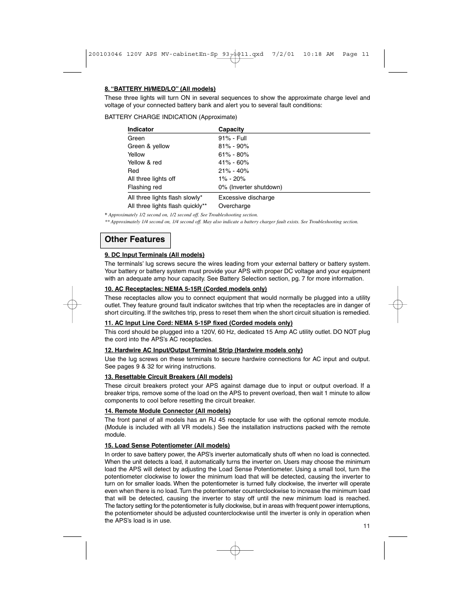Other features | Tripp Lite APS PowerVerter User Manual | Page 11 / 36