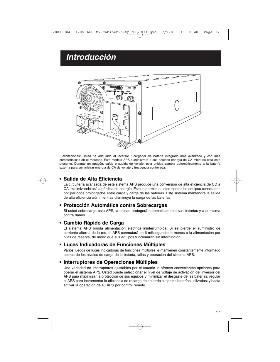 Introducción | Tripp Lite APS PowerVerter User Manual | Page 17 / 36
