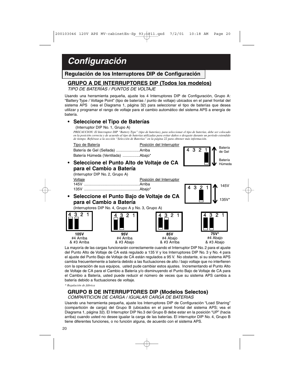 Configuración | Tripp Lite APS PowerVerter User Manual | Page 20 / 36