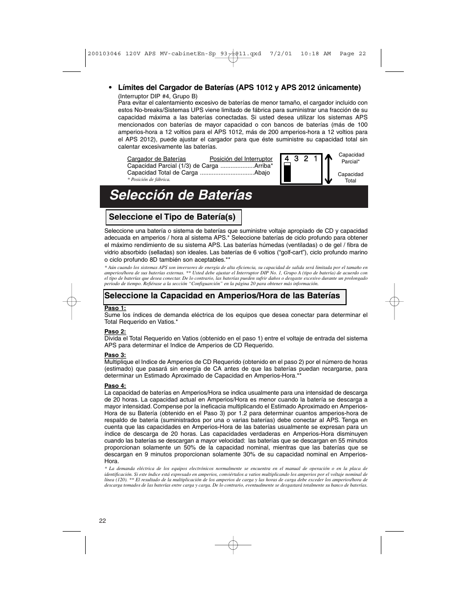 Selección de baterías, Seleccione el tipo de batería(s) | Tripp Lite APS PowerVerter User Manual | Page 22 / 36