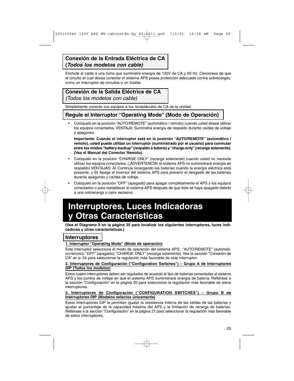 Tripp Lite APS PowerVerter User Manual | Page 25 / 36