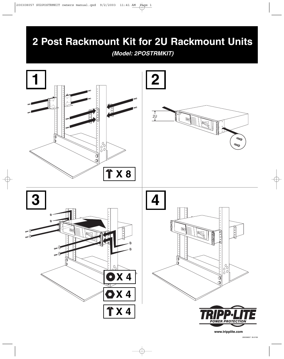 Tripp Lite 2POSTRMKIT User Manual | 2 pages