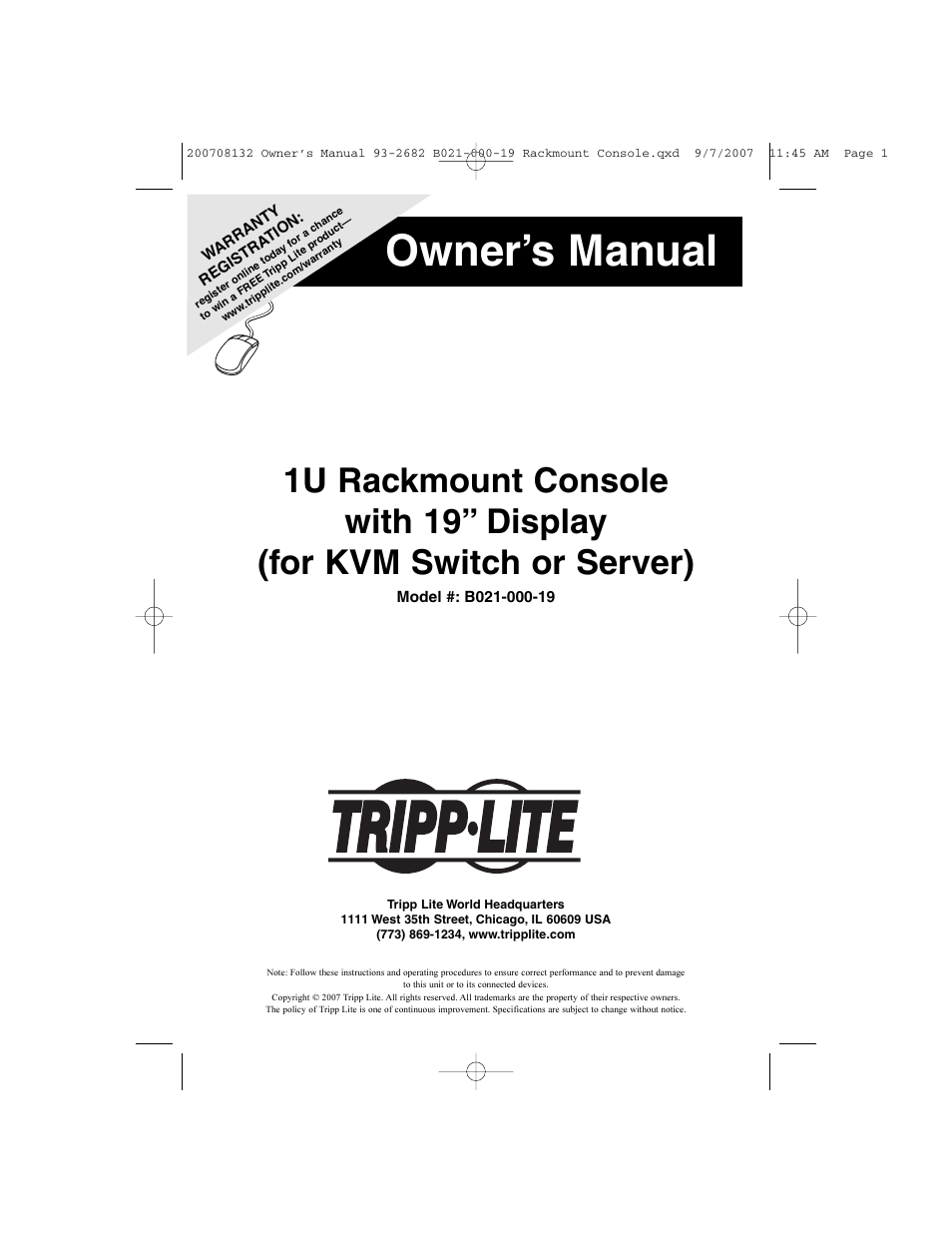 Tripp Lite B021-000-19 User Manual | 8 pages