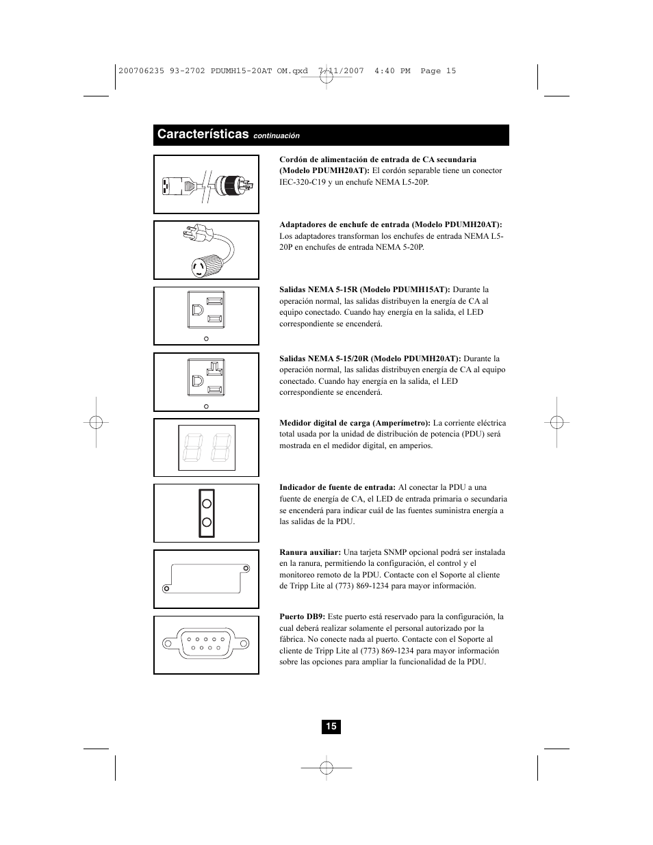 Características | Tripp Lite PDUMH20AT User Manual | Page 15 / 28