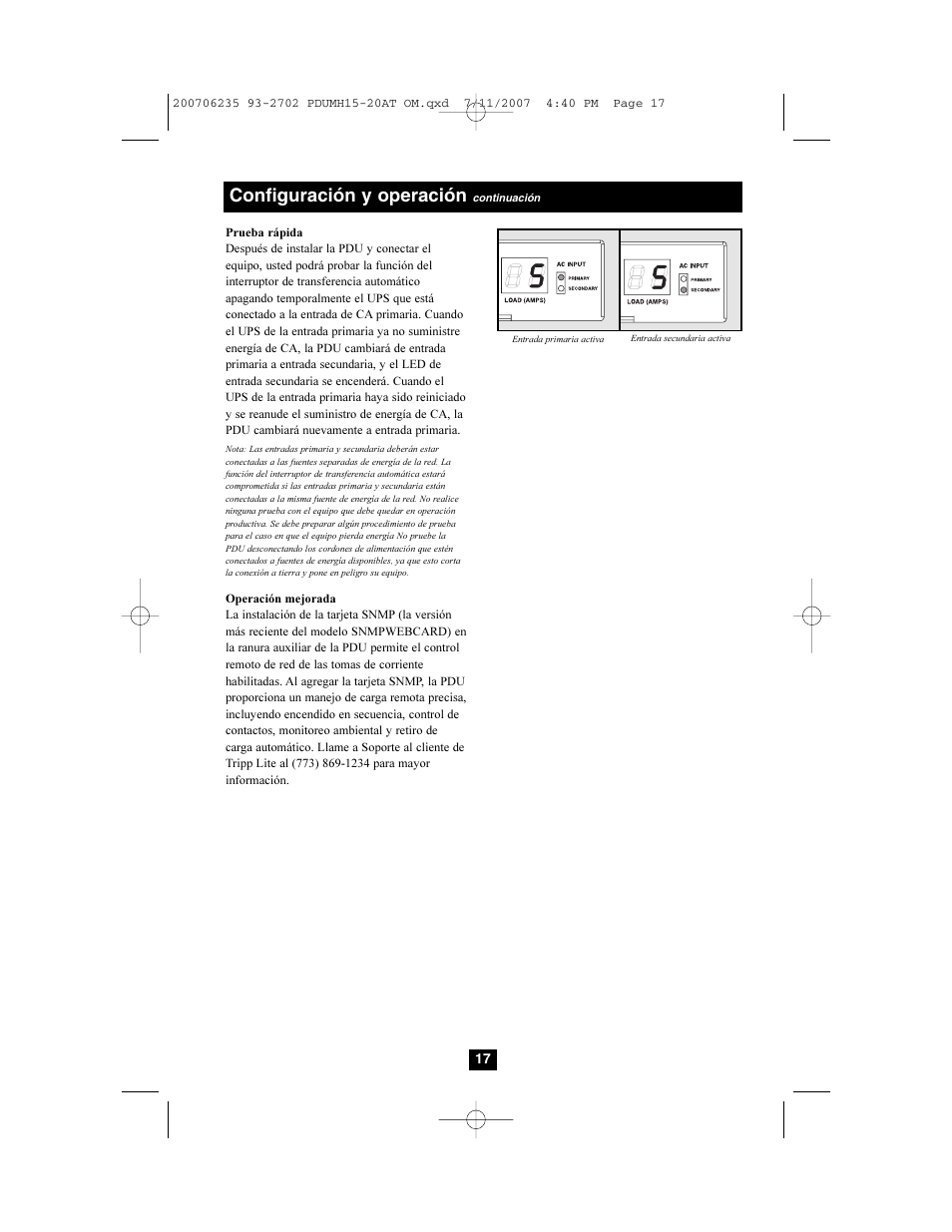 Configuración y operación | Tripp Lite PDUMH20AT User Manual | Page 17 / 28