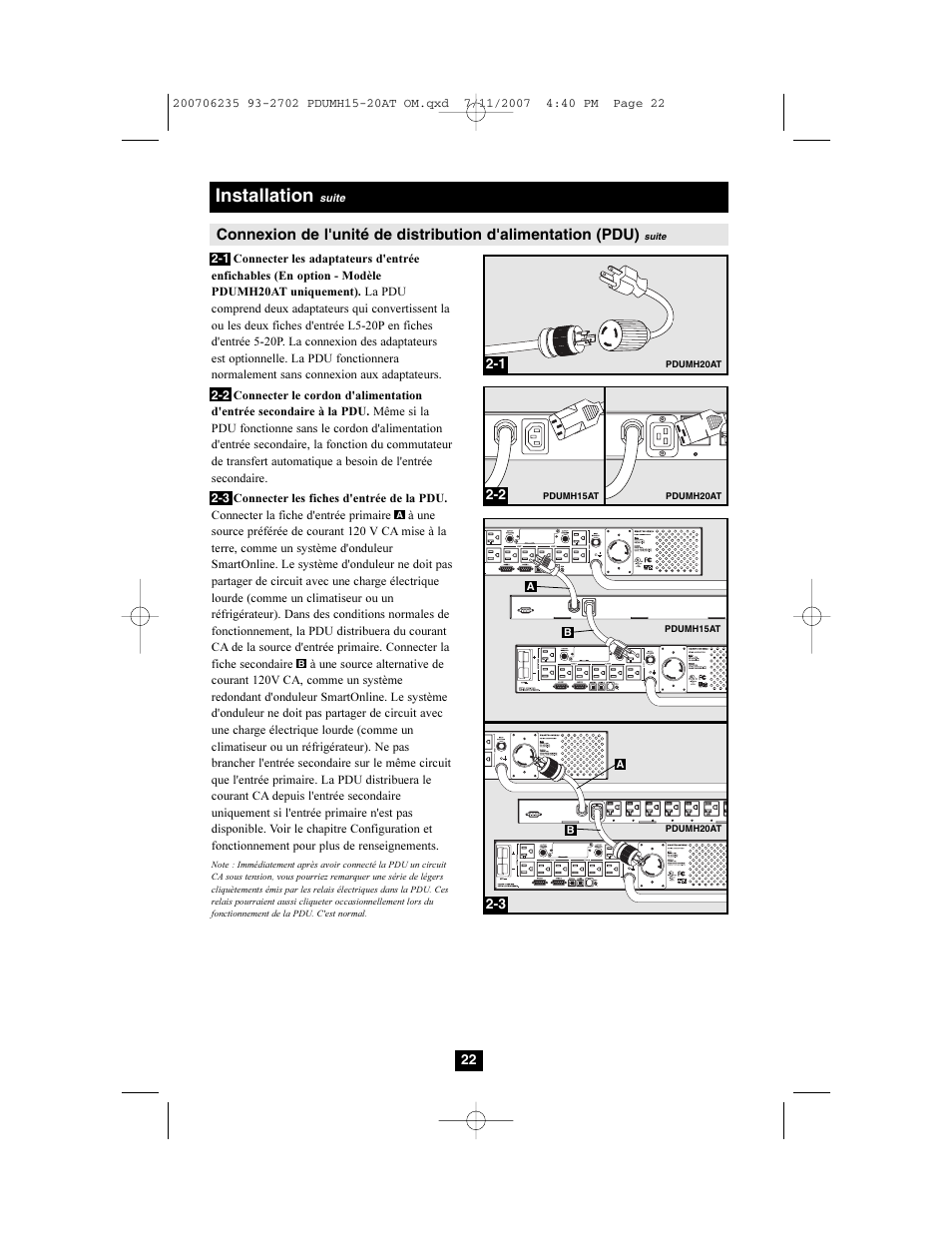 Installation | Tripp Lite PDUMH20AT User Manual | Page 22 / 28