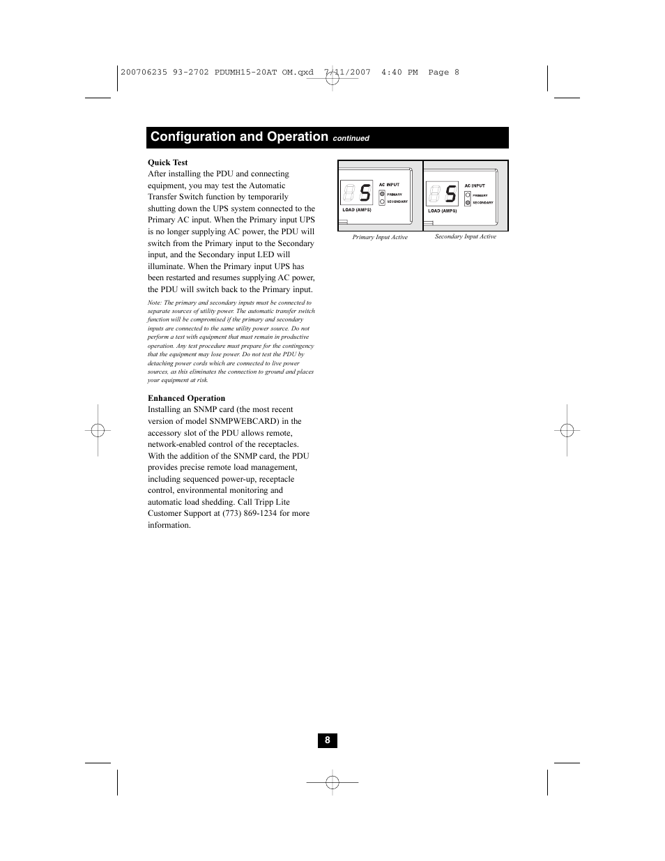 Configuration and operation | Tripp Lite PDUMH20AT User Manual | Page 8 / 28