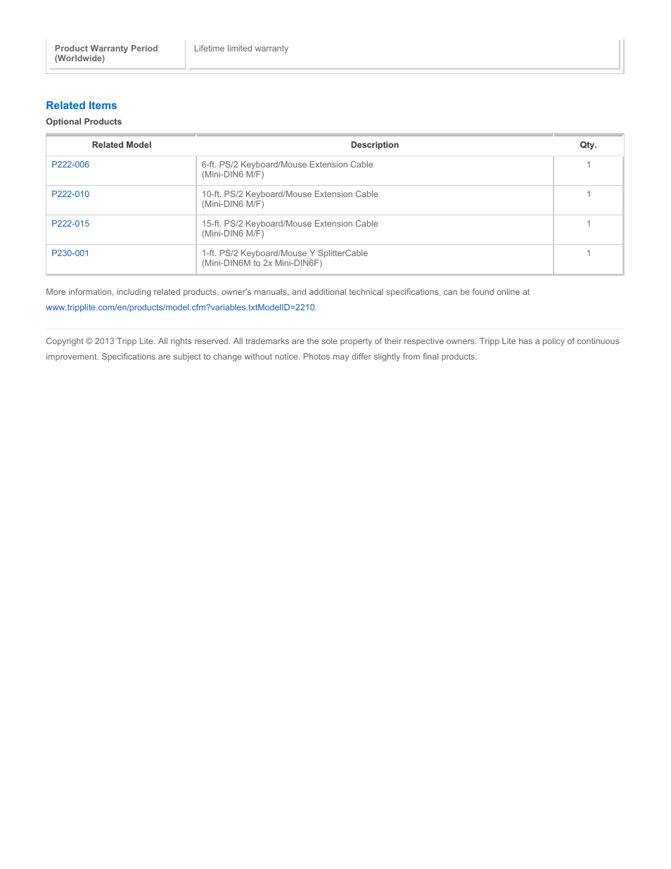 Tripp Lite p108-000-r User Manual | Page 2 / 2