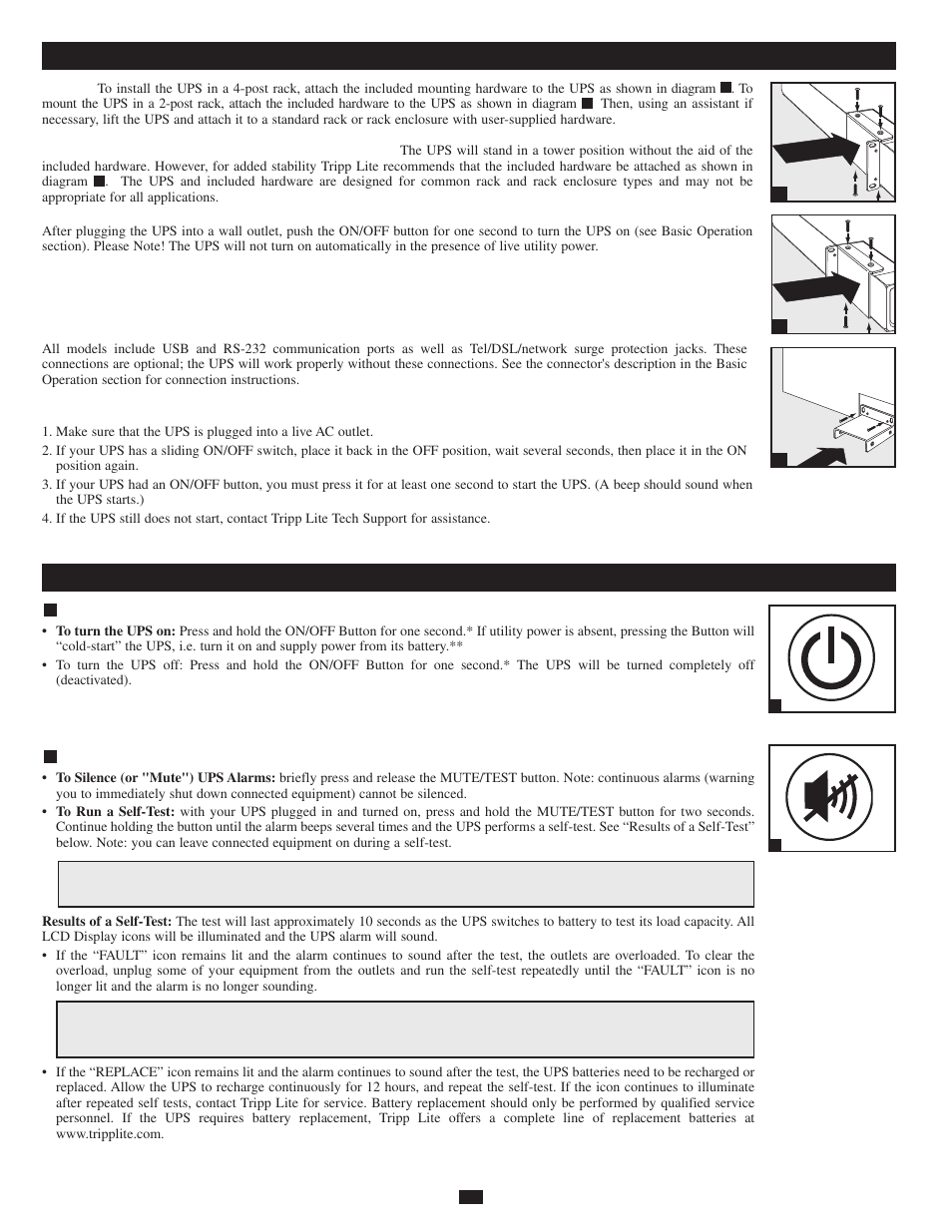 Quick installation basic operation (front panel) | Tripp Lite OMNI1500LCD User Manual | Page 2 / 4