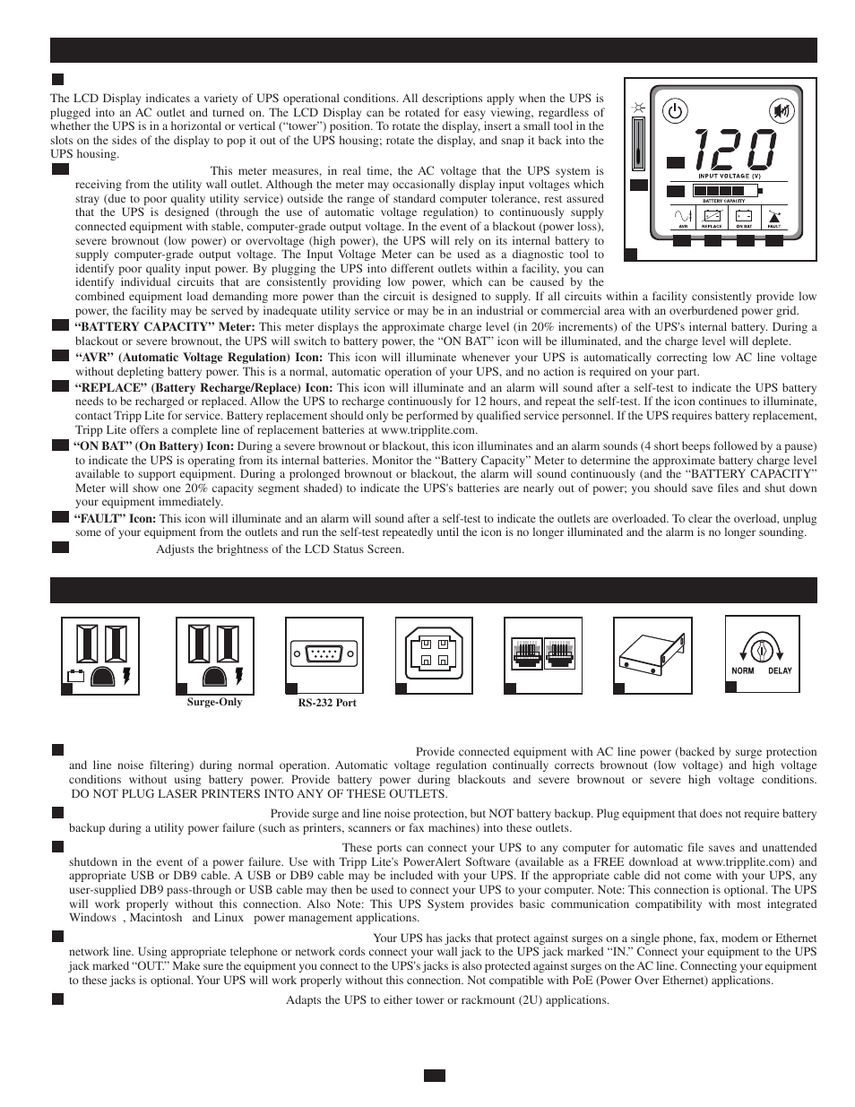 Basic operation (front panel), Basic operation (rear panel) | Tripp Lite OMNI1500LCD User Manual | Page 3 / 4
