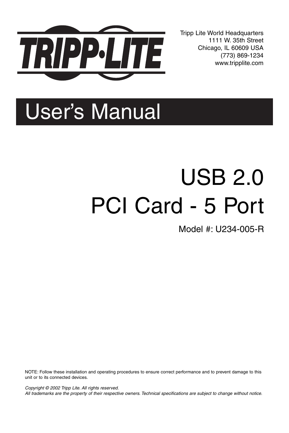 Tripp Lite U234-005-R User Manual | 60 pages