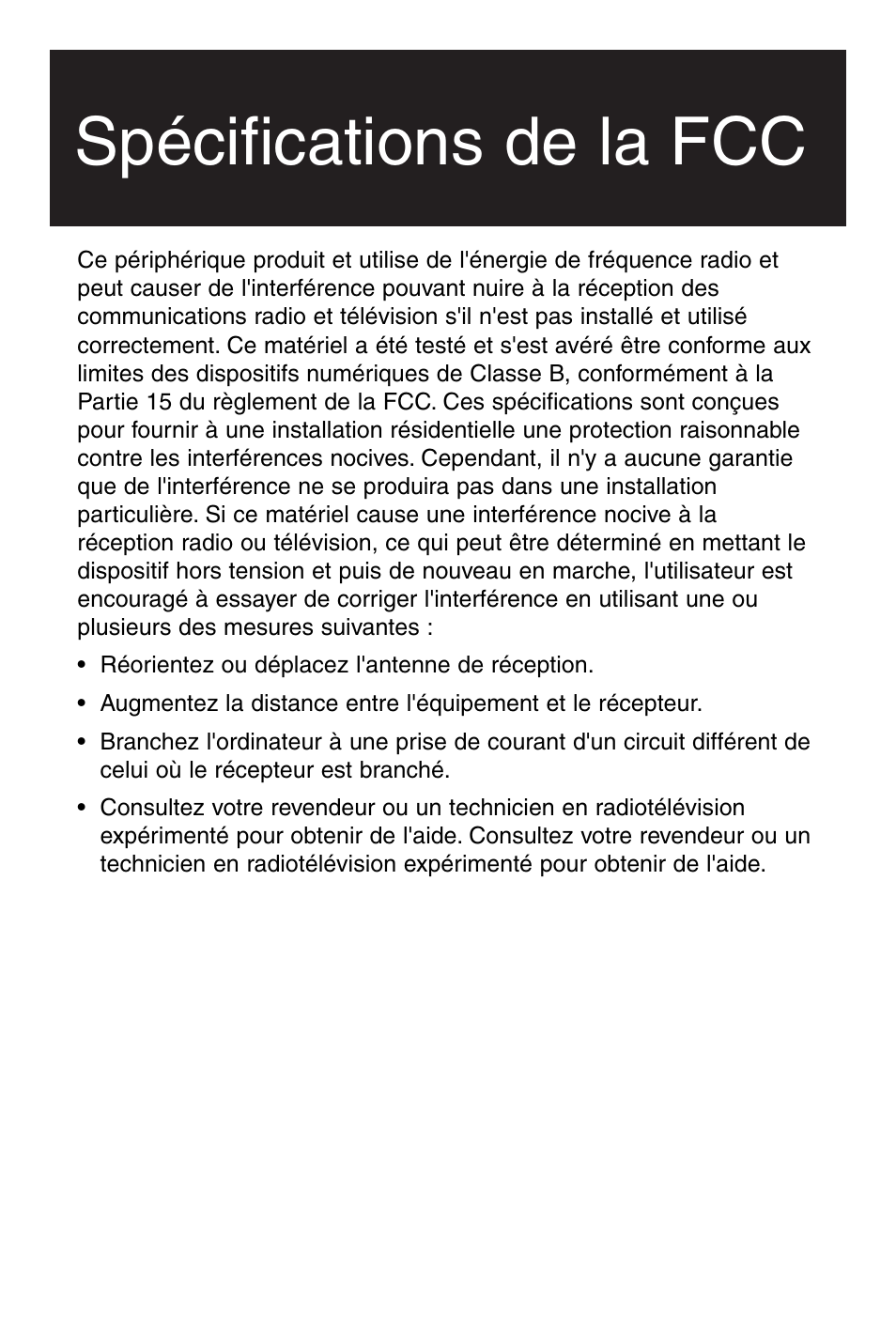 Spécifications de la fcc | Tripp Lite U234-005-R User Manual | Page 36 / 60