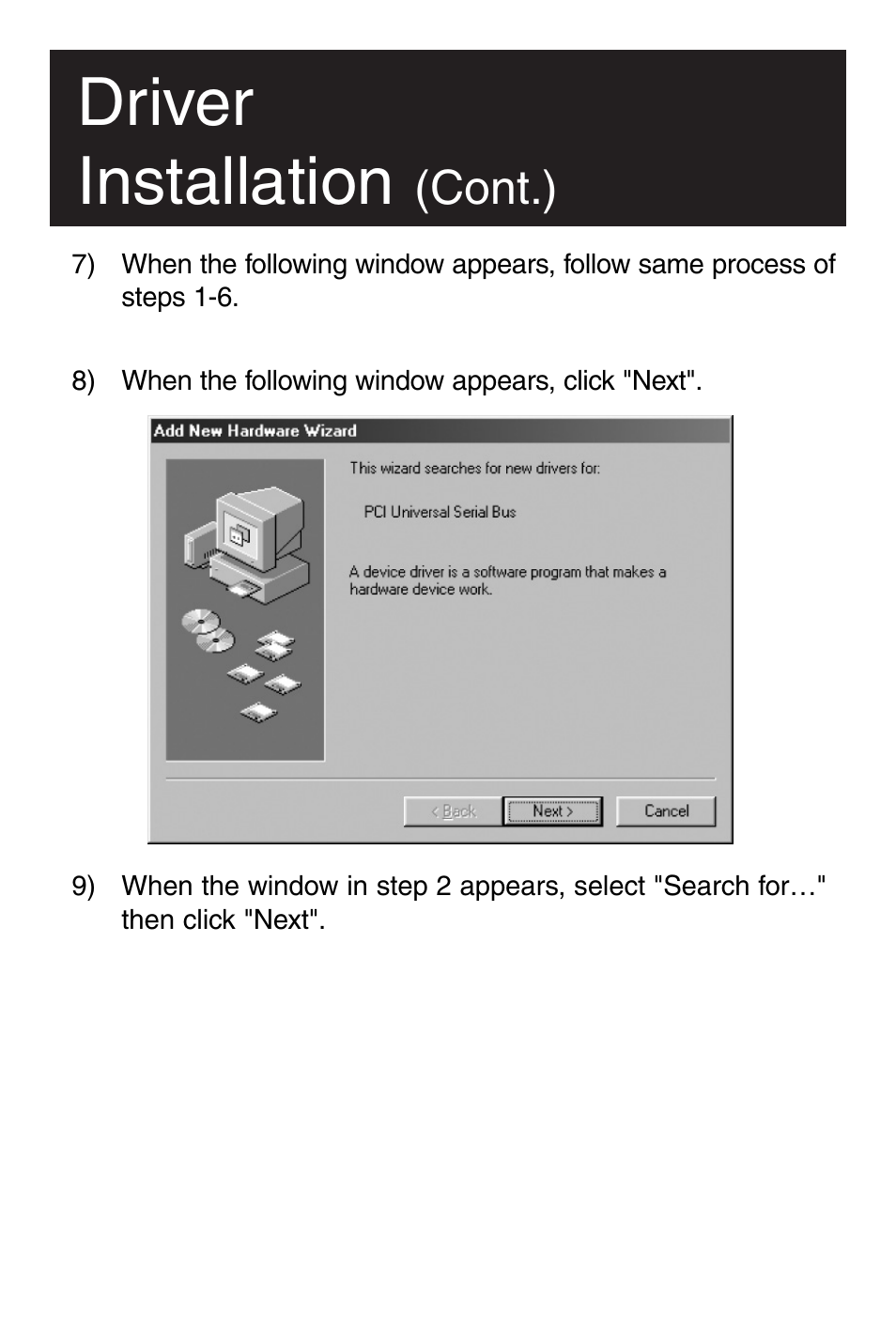 Driver installation, Cont.) | Tripp Lite U234-005-R User Manual | Page 9 / 60