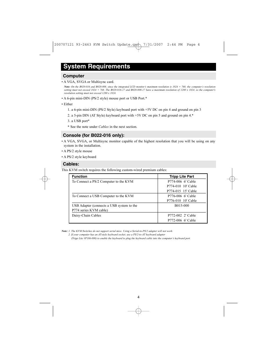 System requirements | Tripp Lite B022-016 User Manual | Page 4 / 28