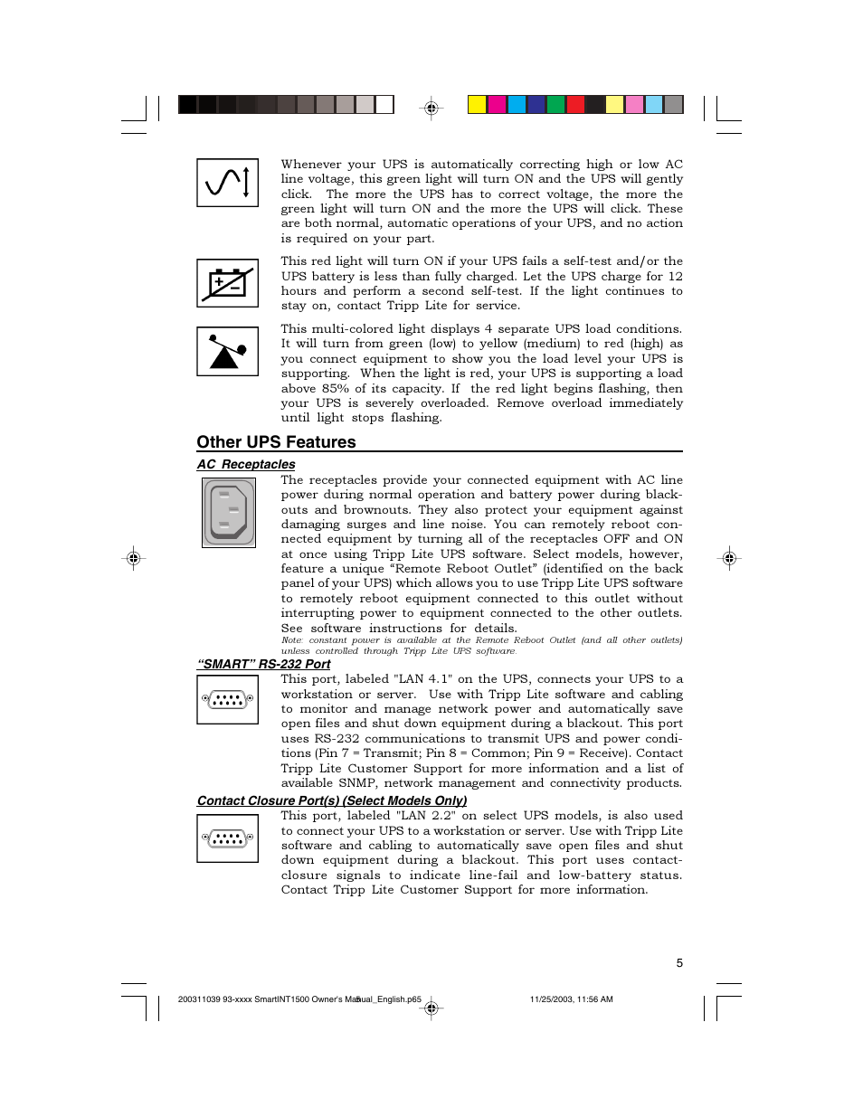 Other ups features | Tripp Lite 450-1500VA User Manual | Page 5 / 27