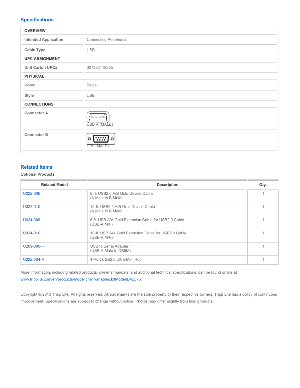 Tripp Lite U209-004 User Manual | Page 2 / 2
