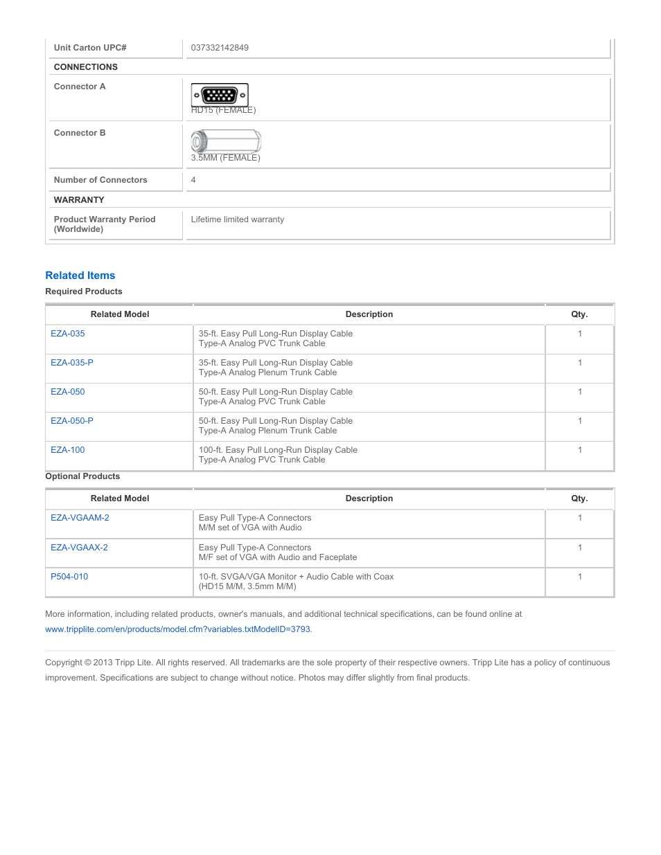 Tripp Lite EZA-VGAAF-2 User Manual | Page 2 / 2