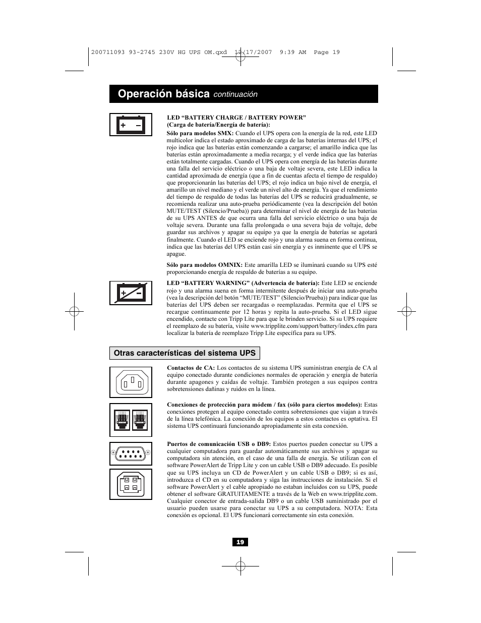 Operación básica | Tripp Lite Medical Grade UPS Systems SMX & OMNIX User Manual | Page 19 / 32