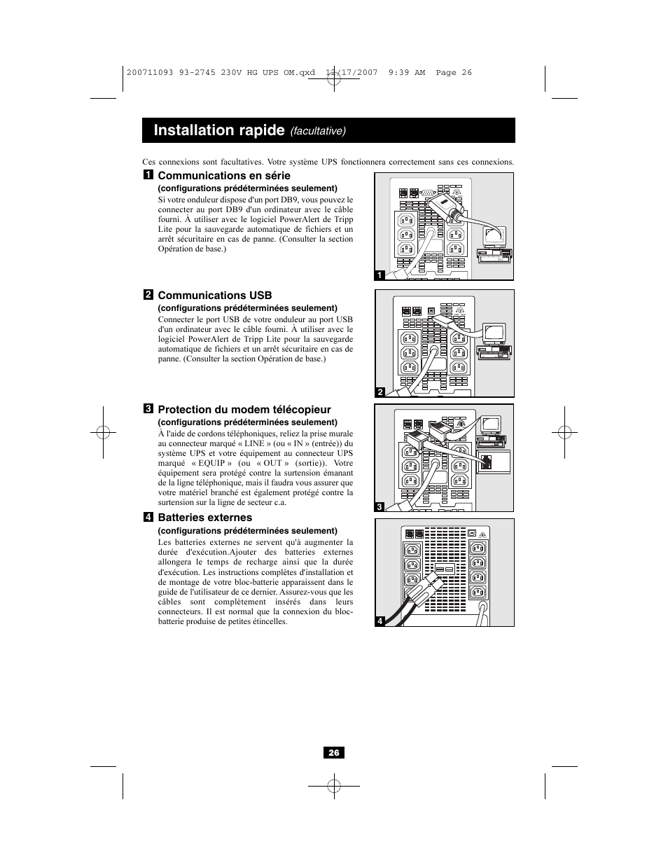 Installation rapide | Tripp Lite Medical Grade UPS Systems SMX & OMNIX User Manual | Page 26 / 32