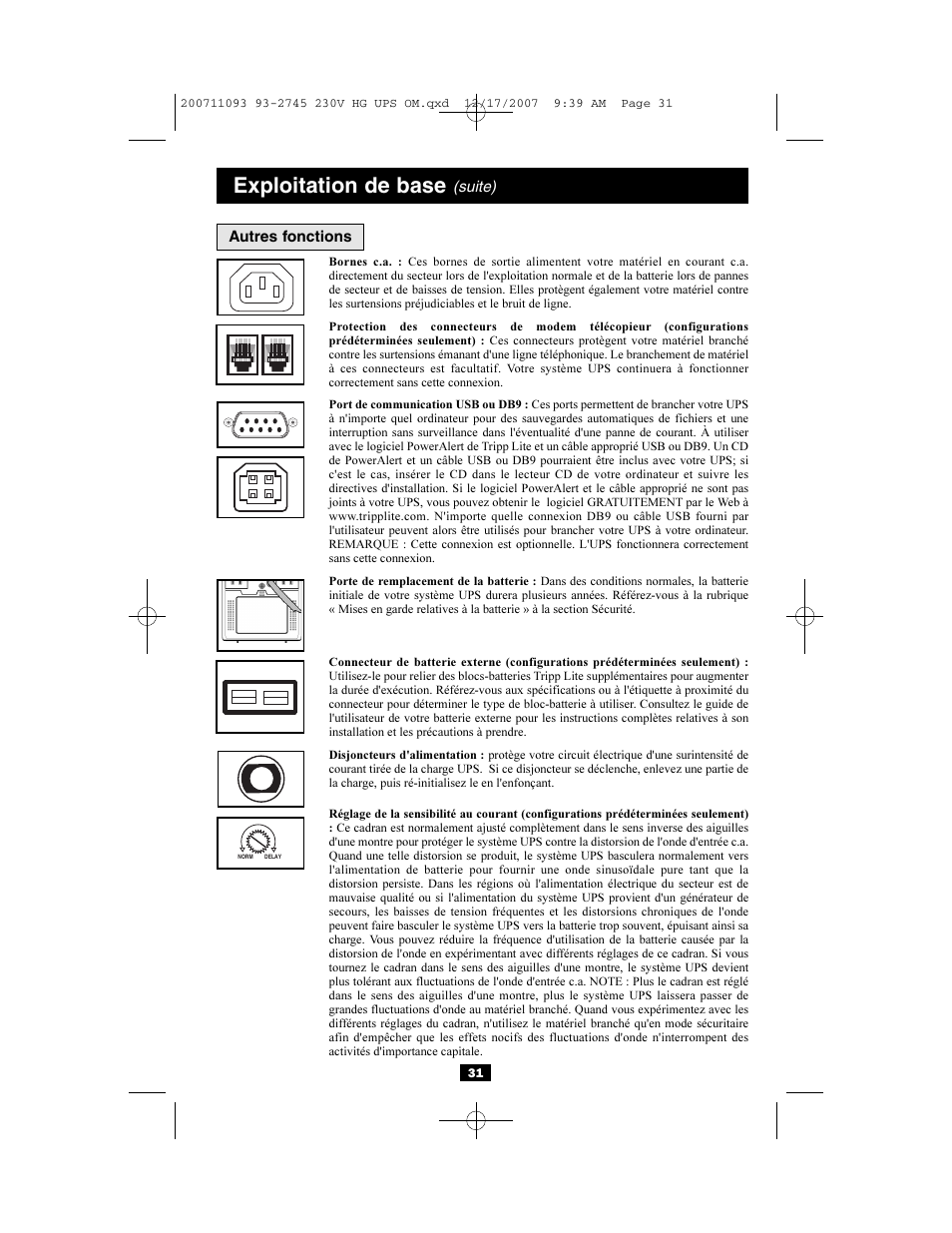 Exploitation de base | Tripp Lite Medical Grade UPS Systems SMX & OMNIX User Manual | Page 31 / 32