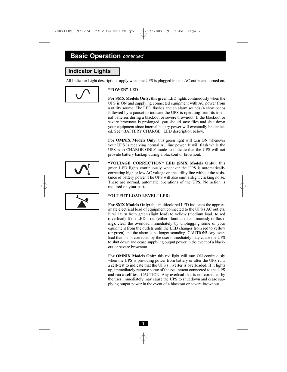 Basic operation | Tripp Lite Medical Grade UPS Systems SMX & OMNIX User Manual | Page 7 / 32