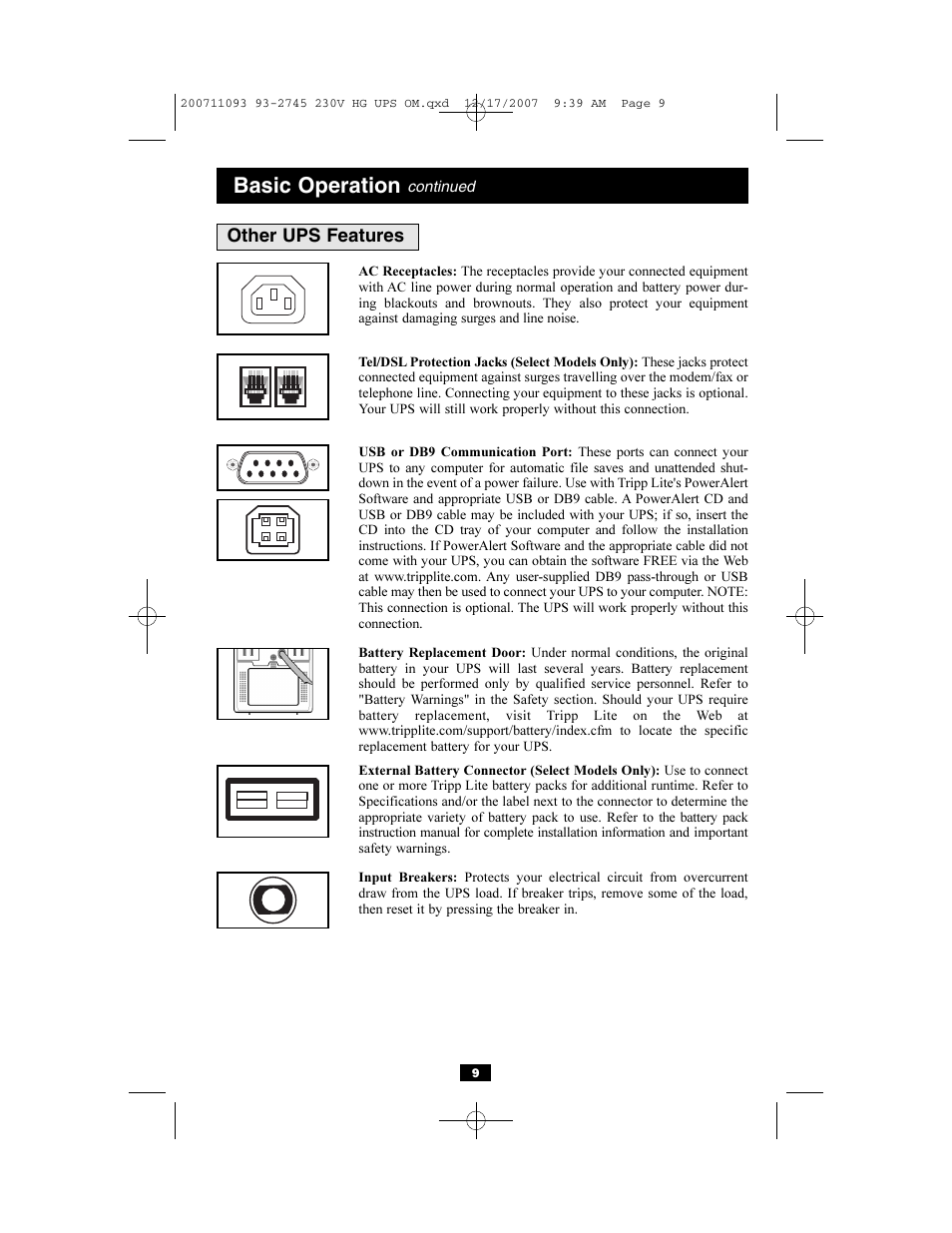 Basic operation | Tripp Lite Medical Grade UPS Systems SMX & OMNIX User Manual | Page 9 / 32