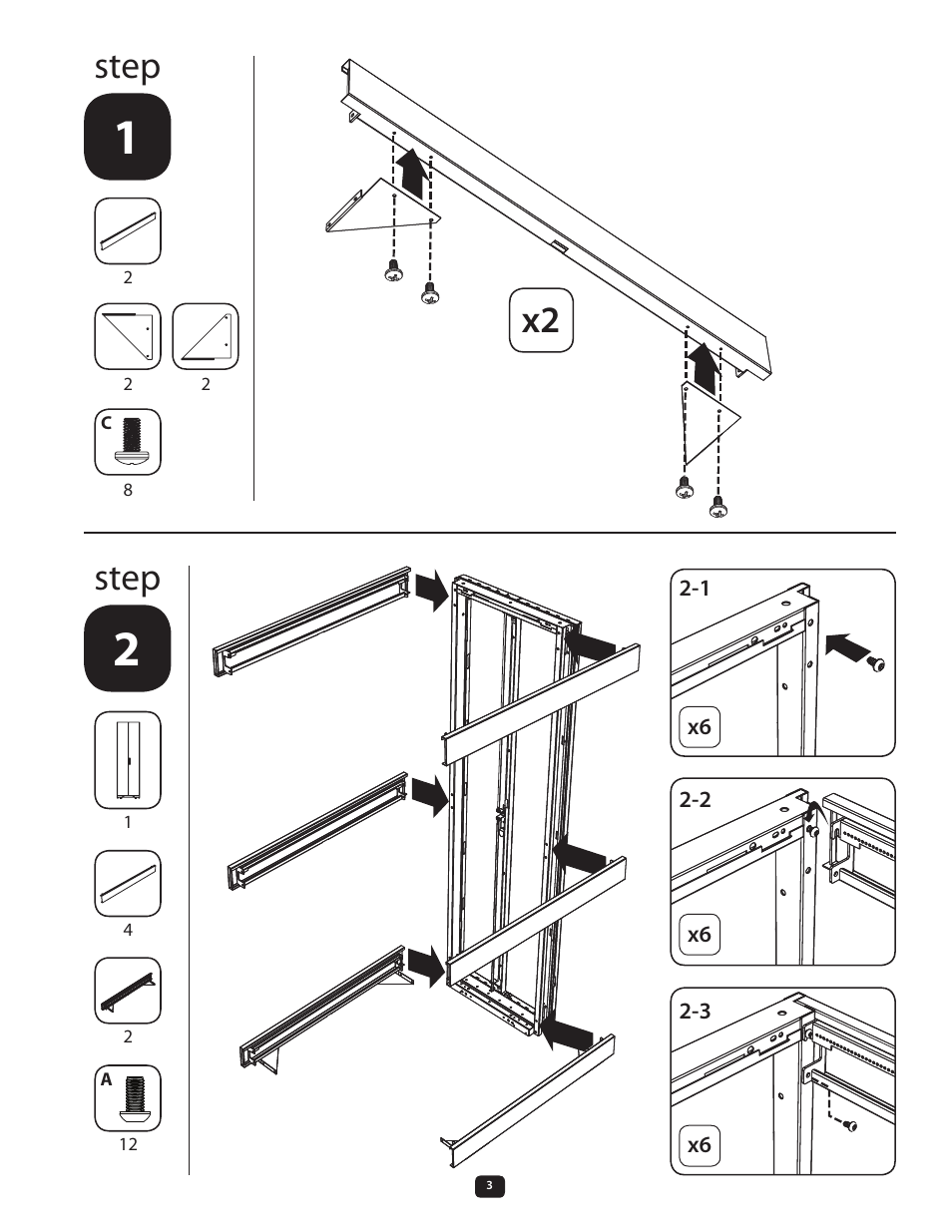 Step, Step x2 | Tripp Lite SmartRack SR48UBEXPKD User Manual | Page 3 / 8