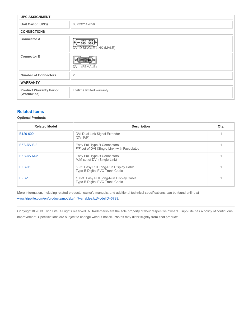 Tripp Lite EZB-DVIX-2 User Manual | Page 2 / 2