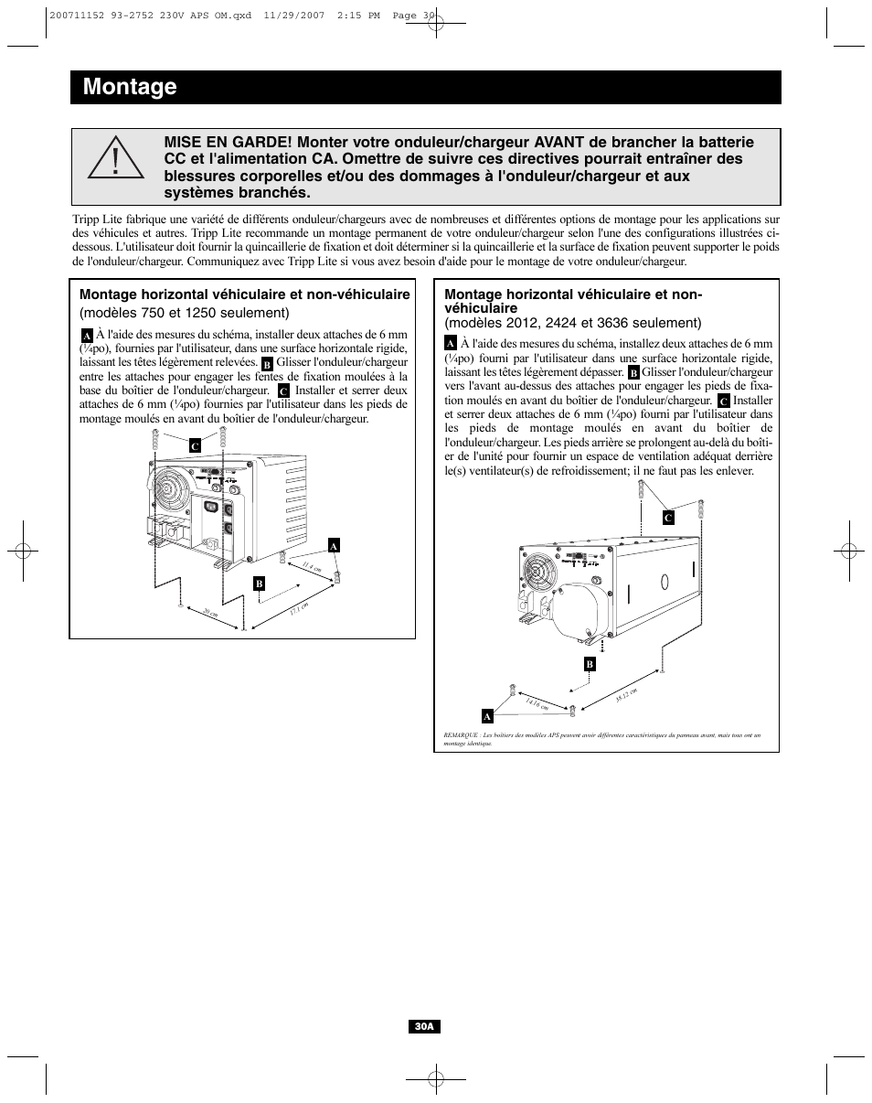 Montage | Tripp Lite APINT Series User Manual | Page 30 / 44