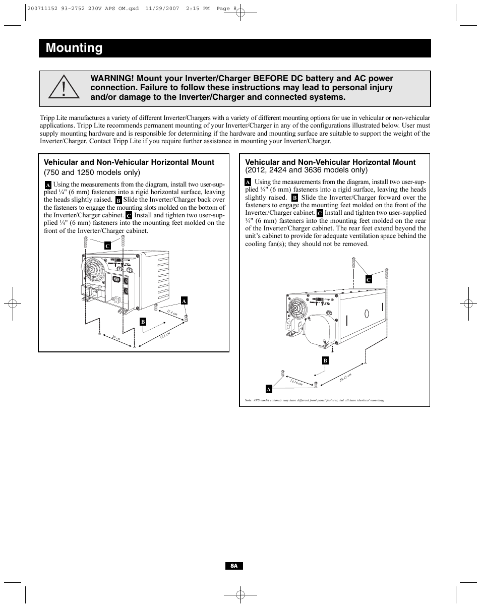 Mounting | Tripp Lite APINT Series User Manual | Page 8 / 44