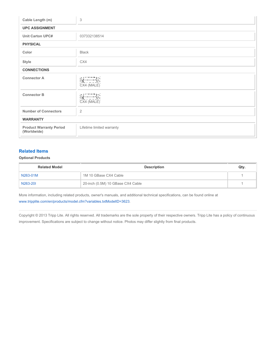 Tripp Lite N263-03M User Manual | Page 2 / 2