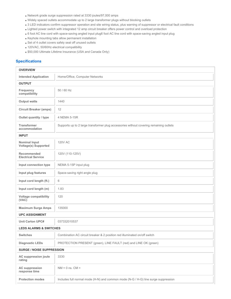 Tripp Lite ISOBAR4ULTRA User Manual | Page 2 / 4