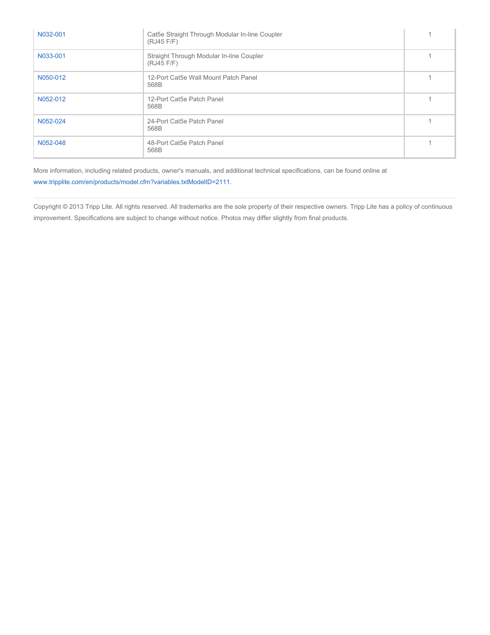 Tripp Lite N002-007-GY User Manual | Page 3 / 3