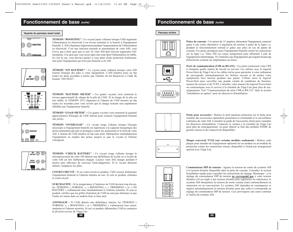 Fonctionnement de base | Tripp Lite 1500SLT User Manual | Page 17 / 20