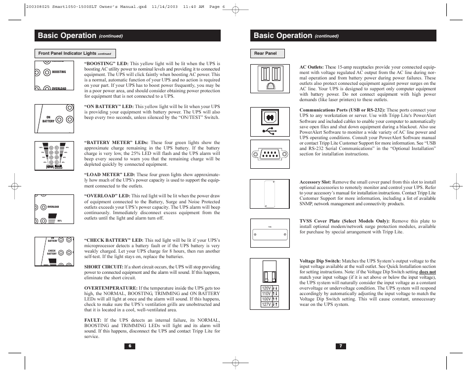 Basic operation | Tripp Lite 1500SLT User Manual | Page 5 / 20