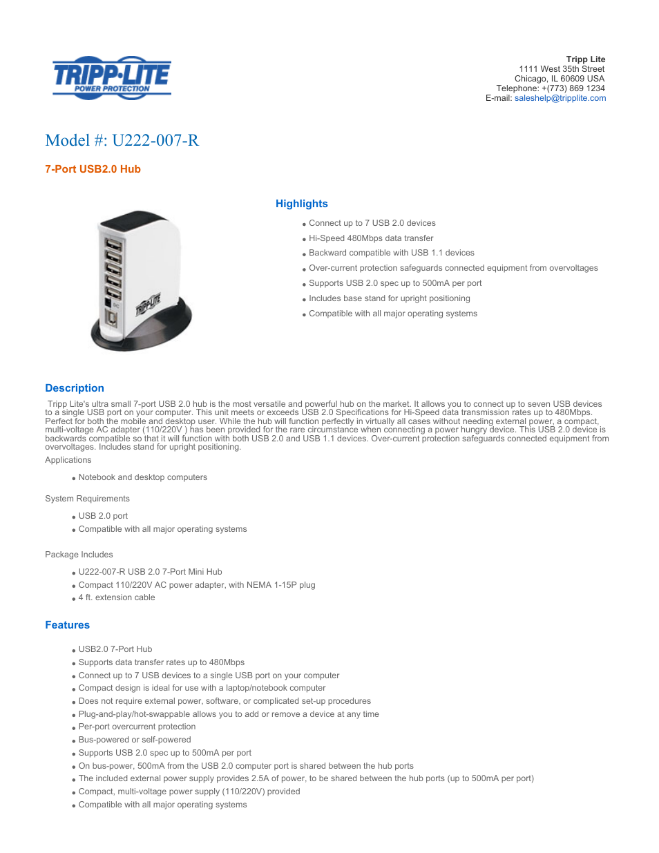 Tripp Lite U222-007-R User Manual | 3 pages