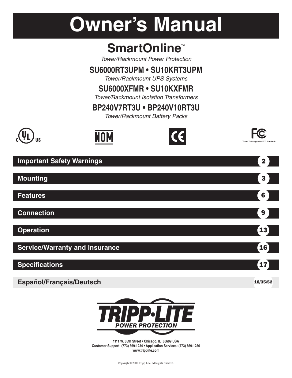 Tripp Lite BP240V10RT3U User Manual | 17 pages