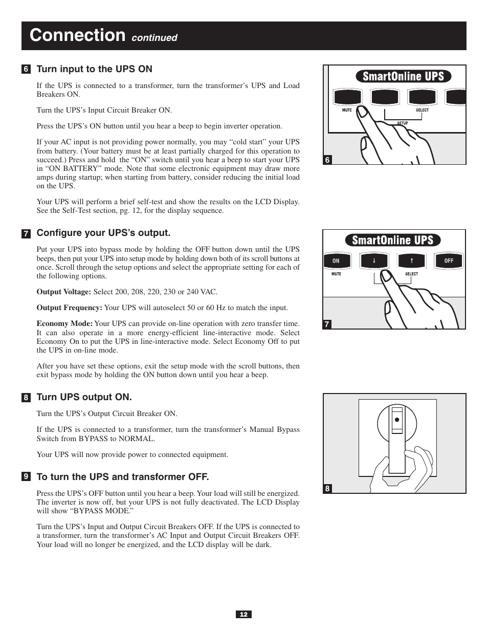 Connection | Tripp Lite BP240V10RT3U User Manual | Page 12 / 17