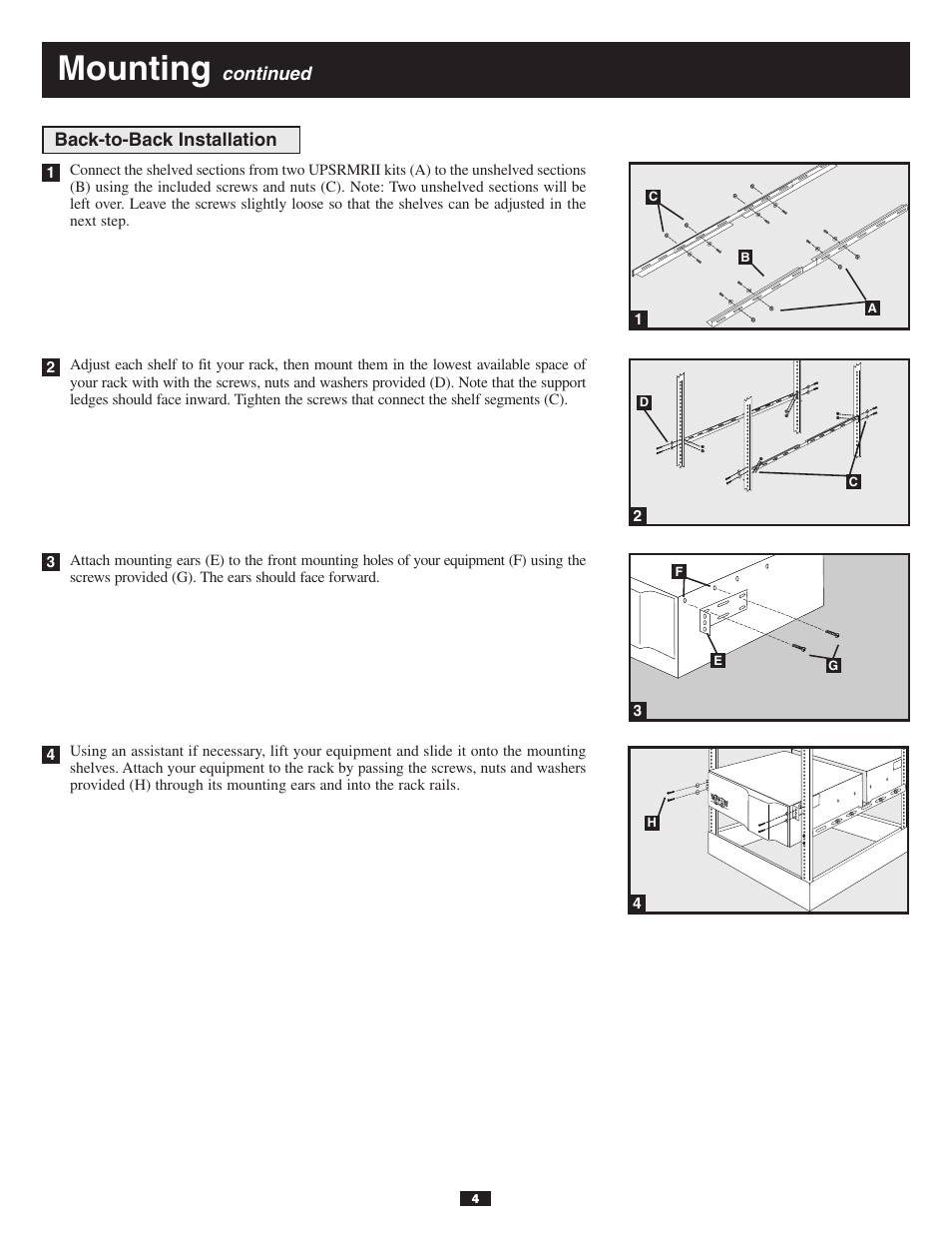 Mounting, Continued | Tripp Lite BP240V10RT3U User Manual | Page 4 / 17