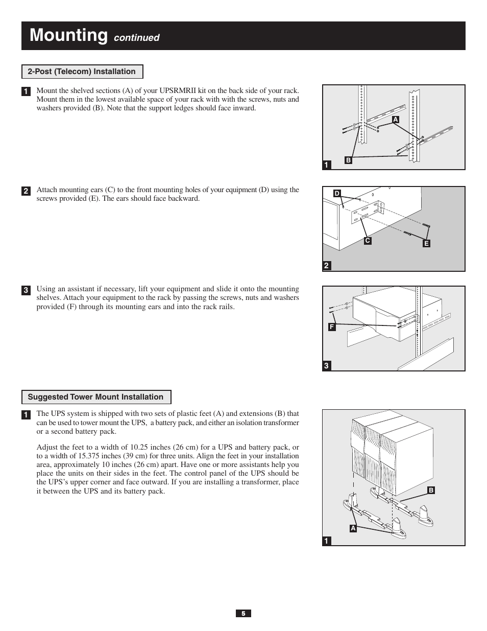 Mounting, Continued | Tripp Lite BP240V10RT3U User Manual | Page 5 / 17