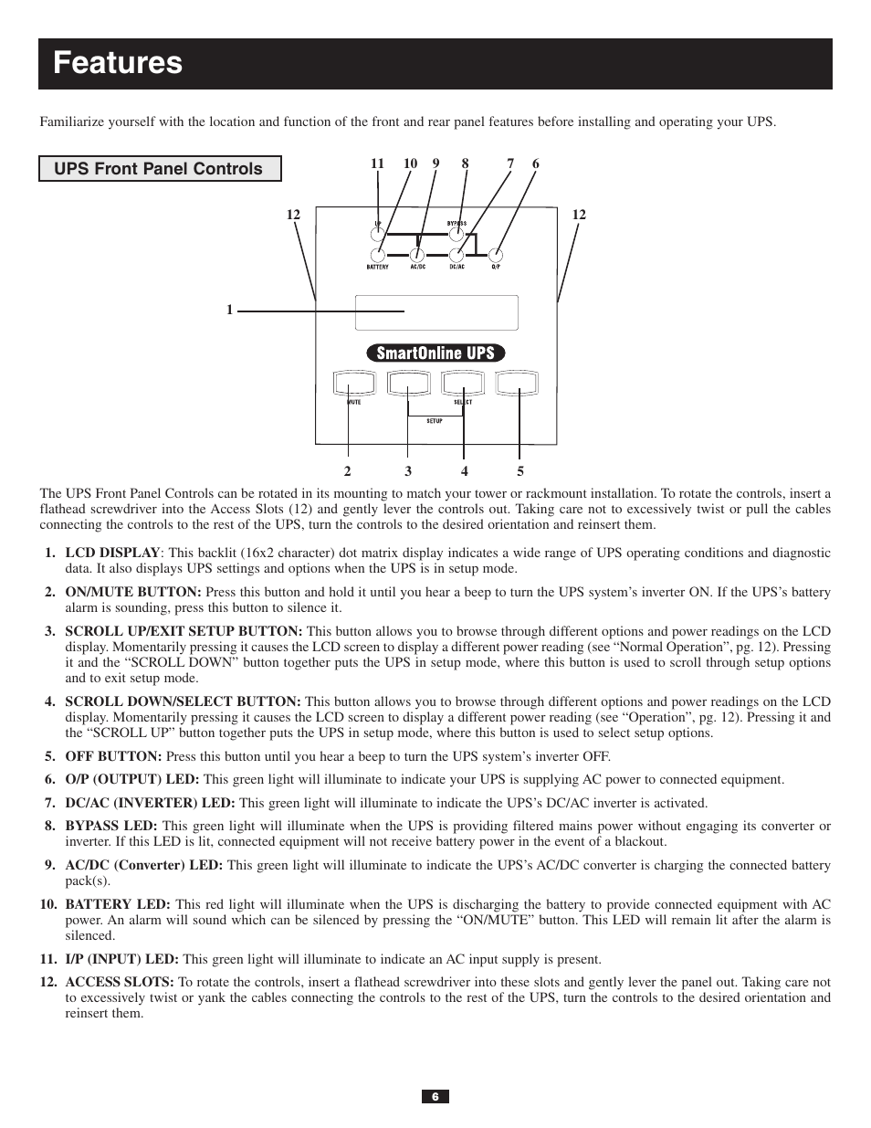 Features | Tripp Lite BP240V10RT3U User Manual | Page 6 / 17