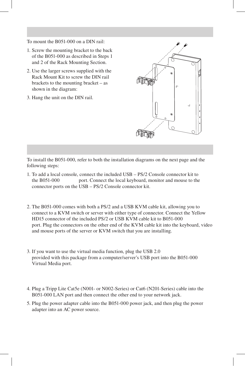 Din rail mounting hardware installation | Tripp Lite B051-000 User Manual | Page 4 / 8