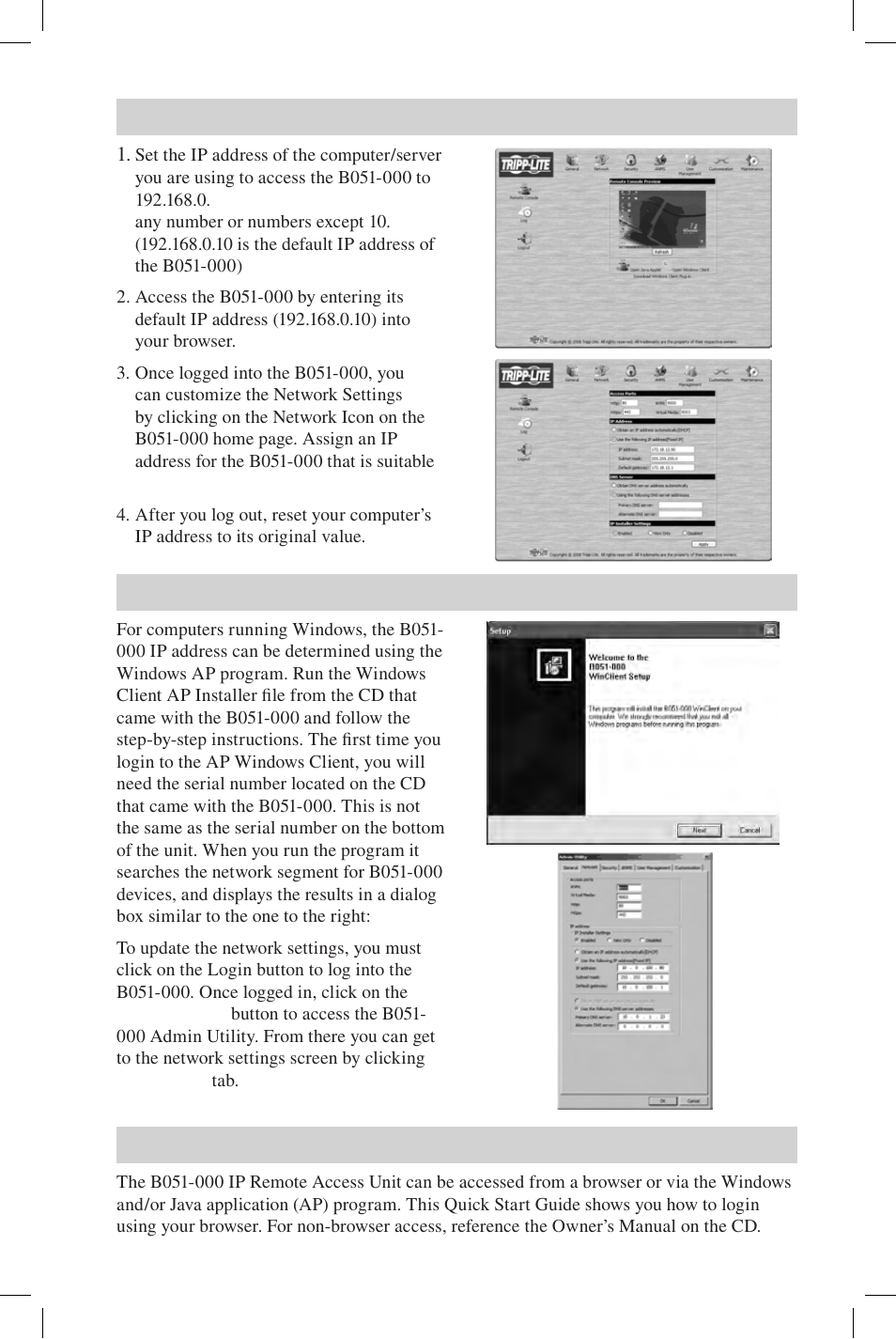 Browser ap windows client, Browser login | Tripp Lite B051-000 User Manual | Page 7 / 8